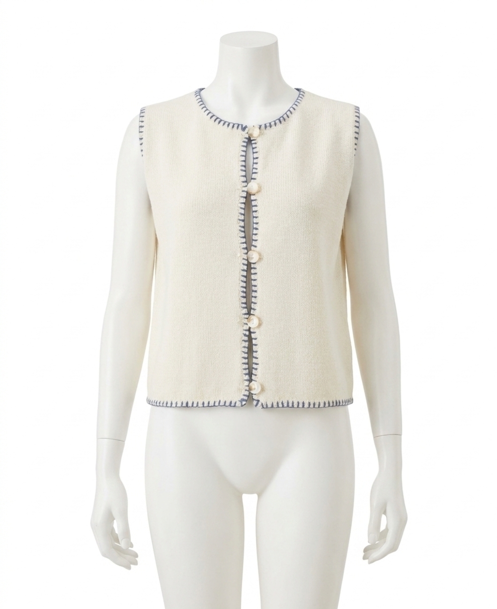 NEW WISHLIST frankie sweater vest in cream & bright navy